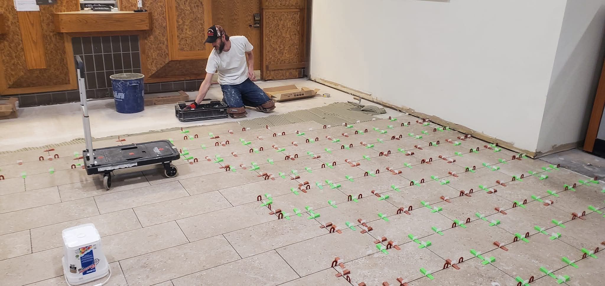 Commercial tile flooring installation